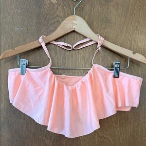 Peach Pink Off-Shoulder Ruffle Bikini Top